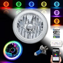 1) 7&quot; Bluetooth RGB SMD LED Color Chasing Halo Shift Angel Eye H4 Headlight Each - $149.95