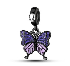 2024 New Charm S925 Purple Blue Butterfly Skull Fit Bracelet and Necklace - £8.65 GBP