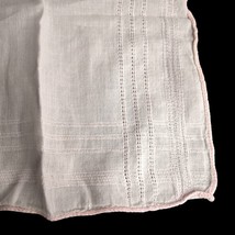 VTG Hanky Handkerchief Pale Pink Linen and Lace Beautiful 9.5” Wedding - £7.82 GBP