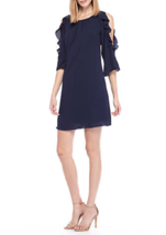 New Jessica Howard Navy Blue Ruffle Cold Shoulder A Line Dress Size 18 $90 - £42.82 GBP
