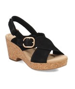 New Clarks Women&#39;s Giselle Dove Leather Wedge Sandal Black Size 8M - $108.30 CAD