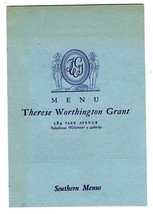 Therese Worthington Grant Southern Menu Park Avenue New York City 1938 - £97.21 GBP