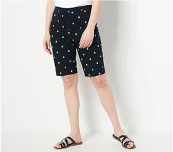 Isaac Mizrahi Live! Embroidered Cotton Bermuda Shorts(Pitch Black, 10) A491891 - $19.35