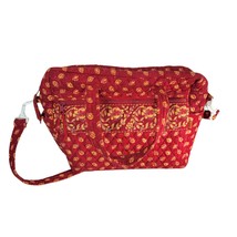Maggi B Quilted Diaper Bag Carry On Red Floral Huge 12x14 Shoulder Strap - $9.88