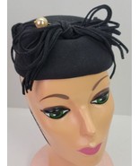 Antique VTG Daniels and Fisher Ladies Pillbox Round Fancy Black Velvet H... - $460.37 MXN