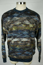 Mens Alberto Zimni Abstract Color Crewneck Sweater Cotton Blend Italy - $51.48