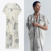 NWT ZARA  PRINTED LINEN BLEND MIDI DRESS ZW COLLECTION- MEDIUM - $119.00