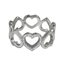 Tiffany &amp; Co. Sterling silver  and Diamond Metro Open Heart Ring - £276.55 GBP