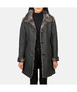 Erica Shearling Black Leather Coat - $330.00
