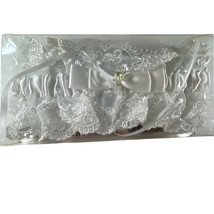 Wedding Garter White Satin and Lace with Bow Rhinestone Ganz Bridal ER30942 New - £7.84 GBP