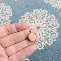 Vintage Dainty Silver &amp; Orange Triplet Opal-Like Pendant - $24.99