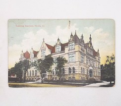 Peoria IL 1909 Spalding Institute Vintage Postcard Posted - $9.74