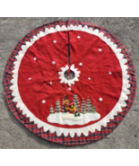 Dan Dee Collectors Choice Christmas Reindeer Tree Skirt Red Plaid 52&quot; Di... - $100.82 CAD
