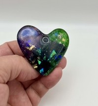 Handmade Dichroic Glass Heart Object de Arté Keepsake- “You Are Loved&quot; #... - $45.00