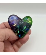 Handmade Dichroic Glass Heart Object de Arté Keepsake- “You Are Loved&quot; #... - $45.00