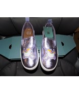 TOMS LUCA ORCHID FOIL CANVAS UNICORN SLIP ON SIZE 4.5 GIRL&#39;S NEW - £37.31 GBP