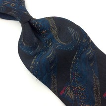 FERRELL Reed England Tie Blue gold Black Silk Necktie Jacquard Fish Men I21-300 - £12.42 GBP