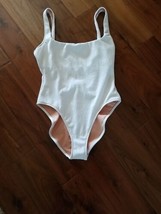 J Crew Swimsuit One Piece SZ 12 White Lined Tank High Rise Scoop Neck NWT - £29.02 GBP