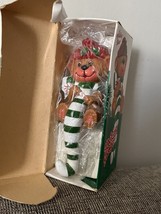 NIB Vintage 1982 Teddy Bear Christmas Stocking Hanger Shelf Sitter Plast... - $14.59