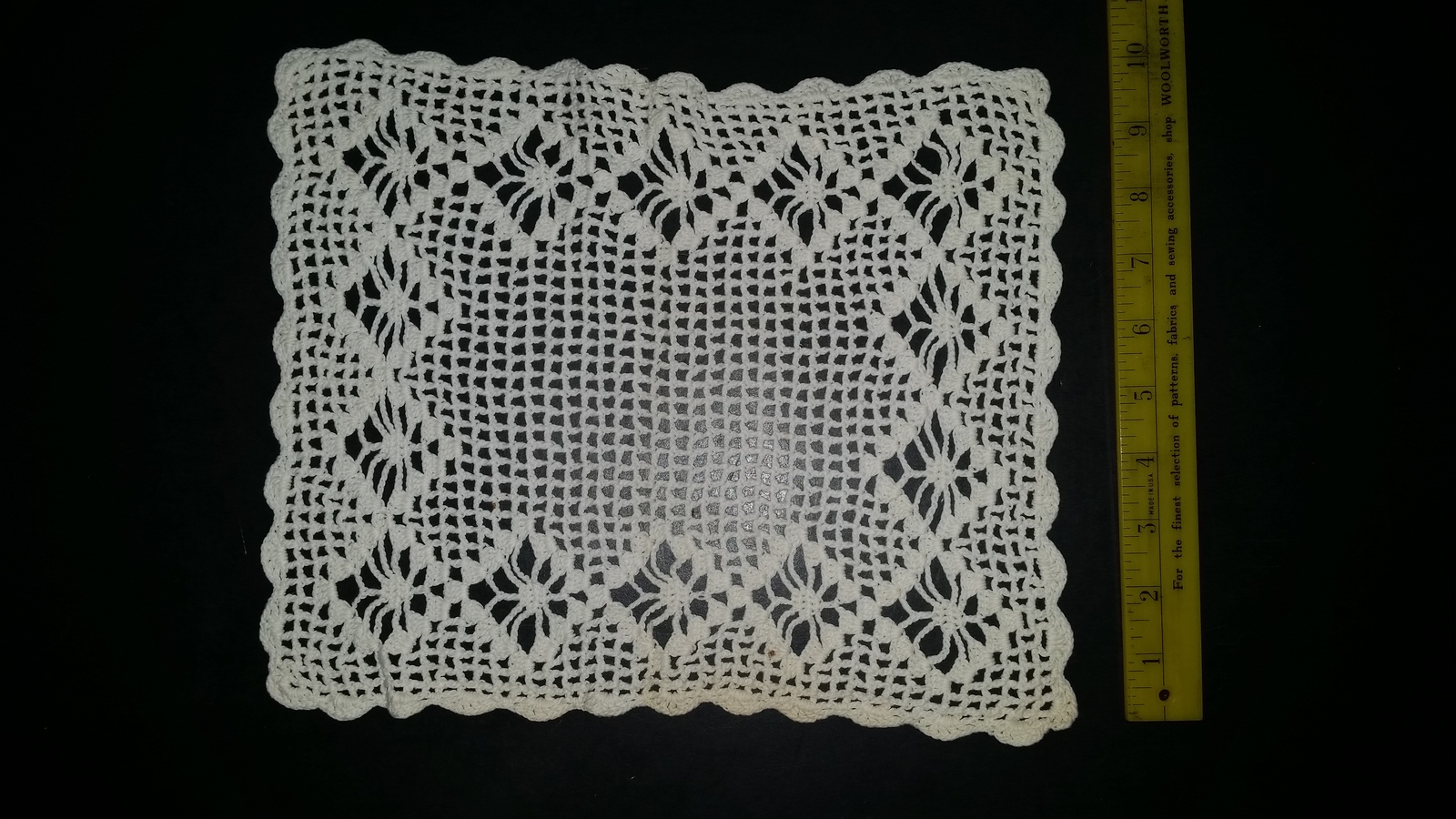 Primary image for Vintage Handmade Rectangular Doily or Mat 12 by 10 inches