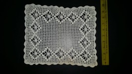 Vintage Handmade Rectangular Doily or Mat 12 by 10 inches - $11.99