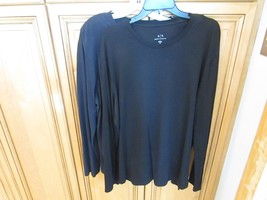 2 Armani Exchange Mens Long Sleeve Pullovers XXL Round Neck Black Navy B... - $272.43 MXN