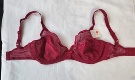 Vintage Victoria Secret #8336 Red Sheer Second Skin Satin Bow Bra Size 34D - £35.50 GBP