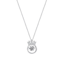 Simple S925 Pure Silver Necklace Jewelry Diamond Inlaid Crown Pendant Silver Nec - $35.00