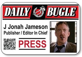 J Jonah Jameson Editor From The Movie Spiderman Pin Fastener Name Badge Hallowee - £12.78 GBP