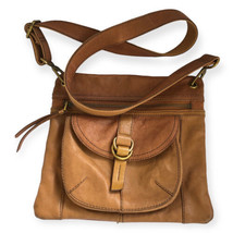 FOSSIL Brown Leather Crossbody Shoulder Messenger Handbag - £20.09 GBP