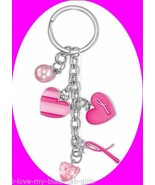 Breast Cancer Crusade Key Chain with Charms Silvertone-3 1/2 inch long-5... - $13.66 CAD