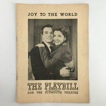 1948 Playbill The Plymouth Alfred Drake, Marsha Hunt in Joy To The World - £11.14 GBP