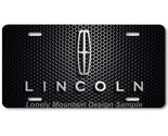 Lincoln Logo Inspired Art on Black Mesh FLAT Aluminum Novelty License Ta... - $16.19