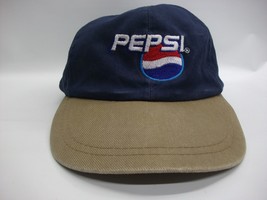 Pepsi Cola Soda Pop Hat Blue Beige Strapback Baseball Cap - £15.75 GBP