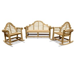 Windsor&#39;s Lutyens Genuine Grade A Teak, 3 Seater Bench and 2 Rocking Chairs Set - £2,408.80 GBP