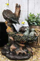 Wildlife Habitat Bald Eagle Family In Nest Statue 12&quot;H Eagle Mate With Nestlings - £39.16 GBP