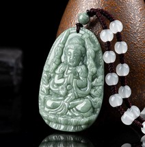 Natural Myanmar Jade Chinese Zodiac Patronus Buddha Pendant Necklace, Burma Jade - £36.04 GBP