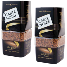 2 JAR Glass CARTE NOIRE ORIGINAL 100% Arabica Instant Coffee 95GR Made R... - $29.69