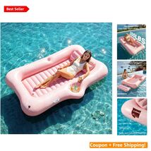 Spacious Inflatable Pool Lounger with Detachable Pillow - Perfect for Su... - $99.94