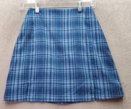 John Galt California Mini Skirt Womens Blue Plaid Medium Wash Vented Back Zipper - £22.53 GBP