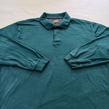St. John's Bay Sueded Jersey Mens Green Cotton Collar Shirt Long Sleeve Size 2XL image 4