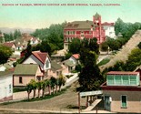 Vtg Postcard 1910s Vallejo CA - Street View Showing Lincoln &amp; High Schoo... - $20.04