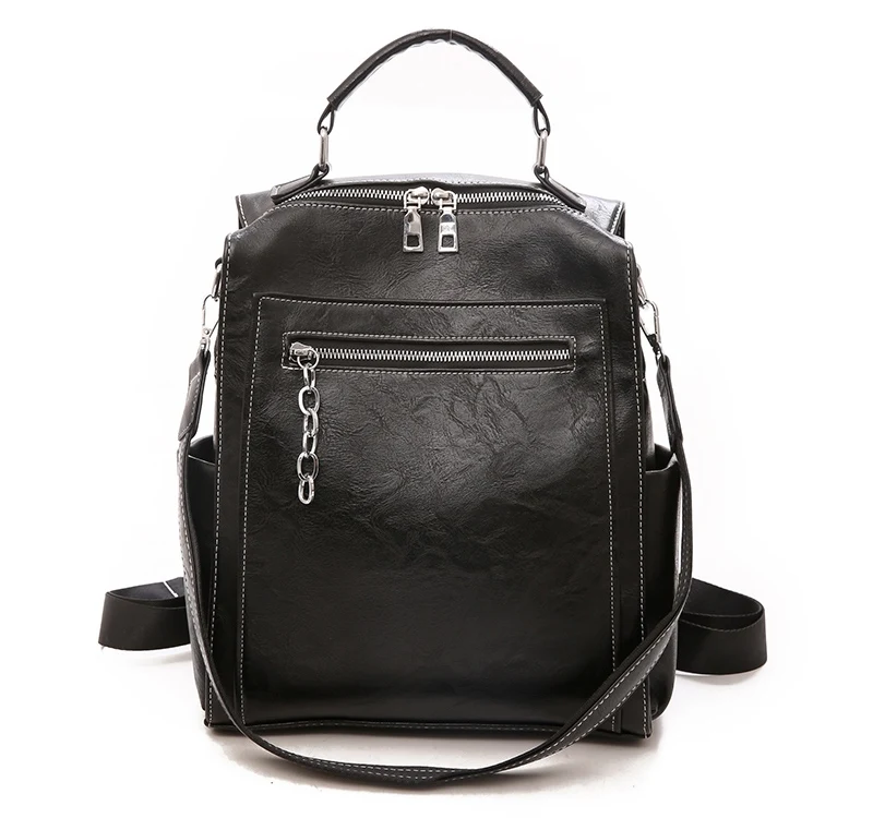 New Women&#39;s Fashion Backpack Women Leather Backpacks Black Bolsas Mochila Femini - £40.23 GBP