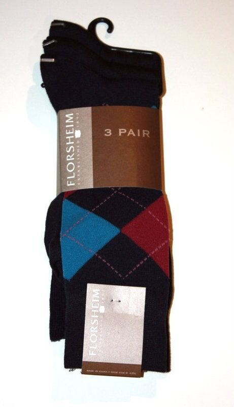 FLORSHEIM 3-Pair PACK Men's SOCKS Plaid RIBBED - $69.27