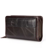 Business Genuine Leather Clutch Wallet Men Long Leather Phone Bag Purse ... - £59.10 GBP