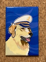 Golden Retriever Art Captain Sailing Magnet  by Paper Russells 2&quot; x 3&quot; - $4.20