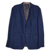 Tallia Classy  Dark Blue Plaid 100% Wool 2 Button Blazer Jacket Sz 42R ~... - $116.99