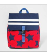 New Unisex Cat &amp; Jack Blue Red Stars Backpack Drawstring &amp; Flap Top 14.5... - $23.31 CAD