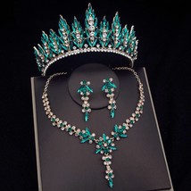 Luxury Crystal Bridal Jewelry Sets Women Fashion Tiaras Earrings Flower Necklace - £22.51 GBP