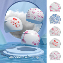 Adult Large Swimming Cap Waterproof Elastic Non-Slip Swim Hat Swimming Cap Print - £6.06 GBP